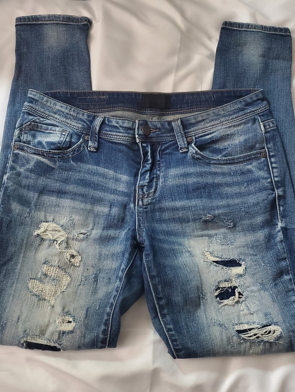 BKE Black Women's Distressed Blue Skinny Jeans